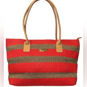 AMIANI Large Stitched Straw Shoulder/Tote Bag - NWOT